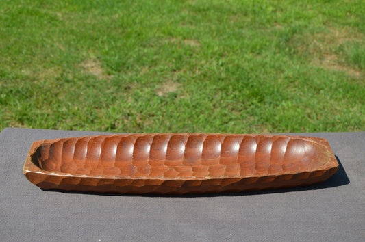 French Vintage Carved Black Forest Style Baguette Bread Serving Board Solid Wood Beautiful Patina Hand Carved Serving Plate Wooden Platter