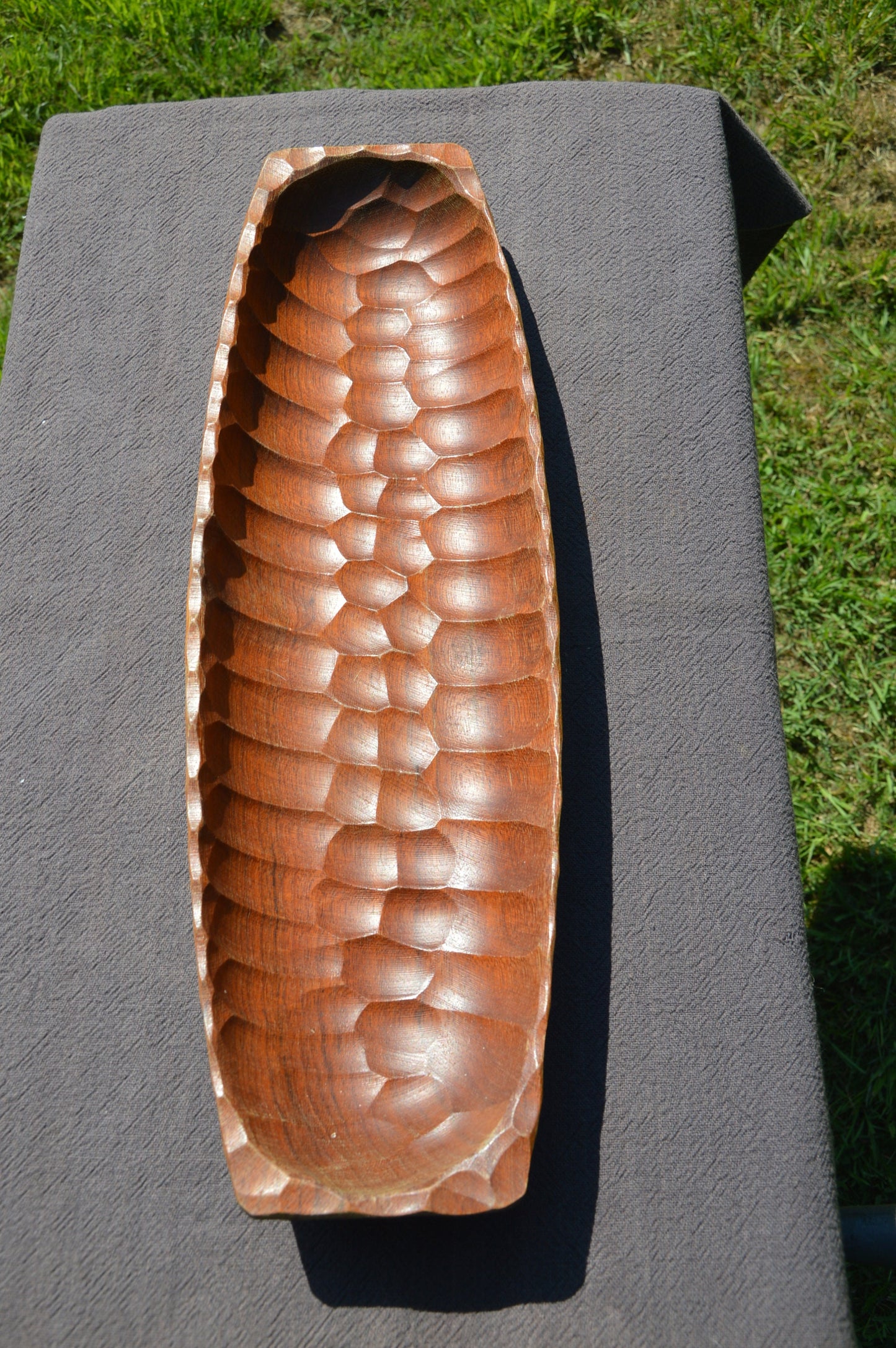French Vintage Carved Black Forest Style Baguette Bread Serving Board Solid Wood Beautiful Patina Hand Carved Serving Plate Wooden Platter