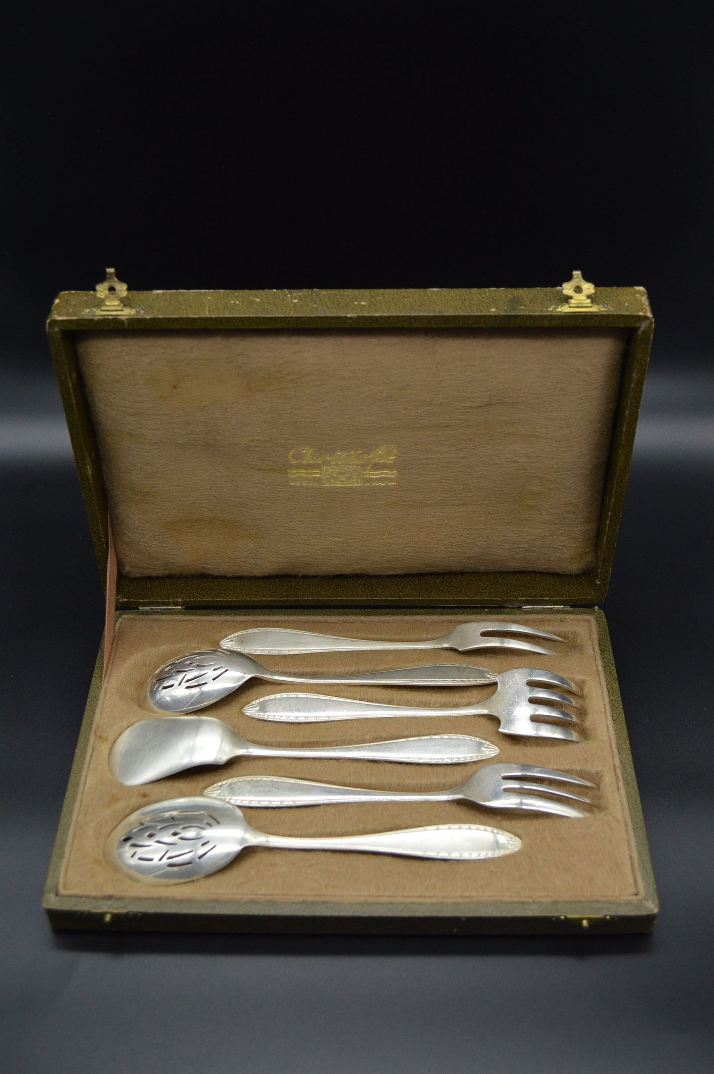 Christofle Serveurs Français Antique Silver Plate Candy Sweet Cake Fruit Confiture Petit Four Ecumoires Fourchettes Pelle Début 1874-1877