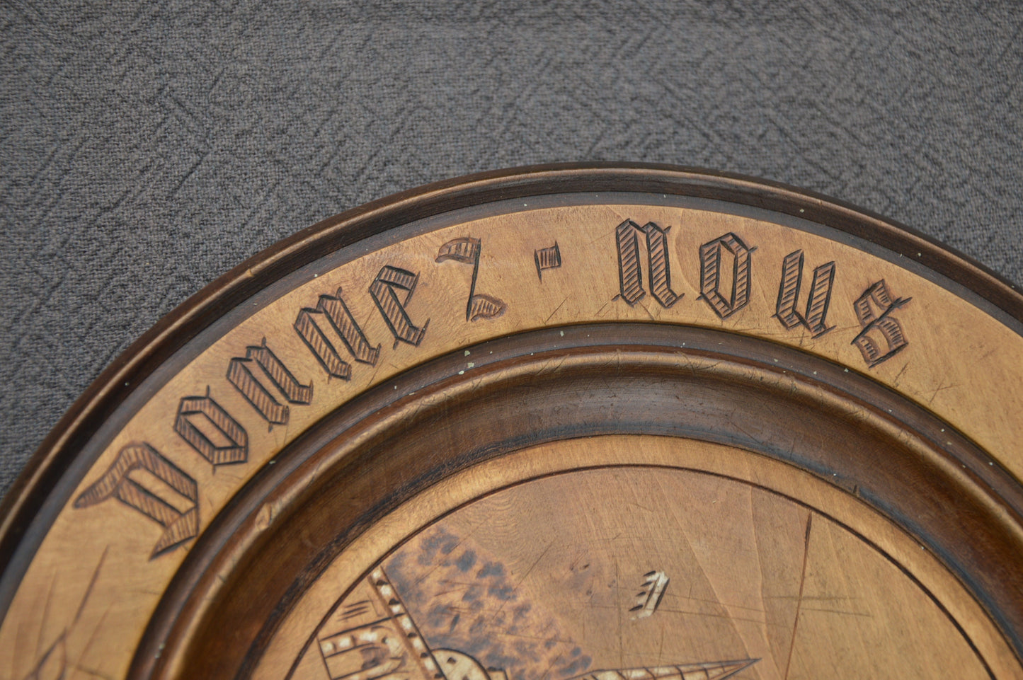 Lourdes Solid Wood Vintage French Bread Serving Board Hand Made Traditional Motto Give Us Our Daily Bread Donnez Nous Notre Pain Quotidien