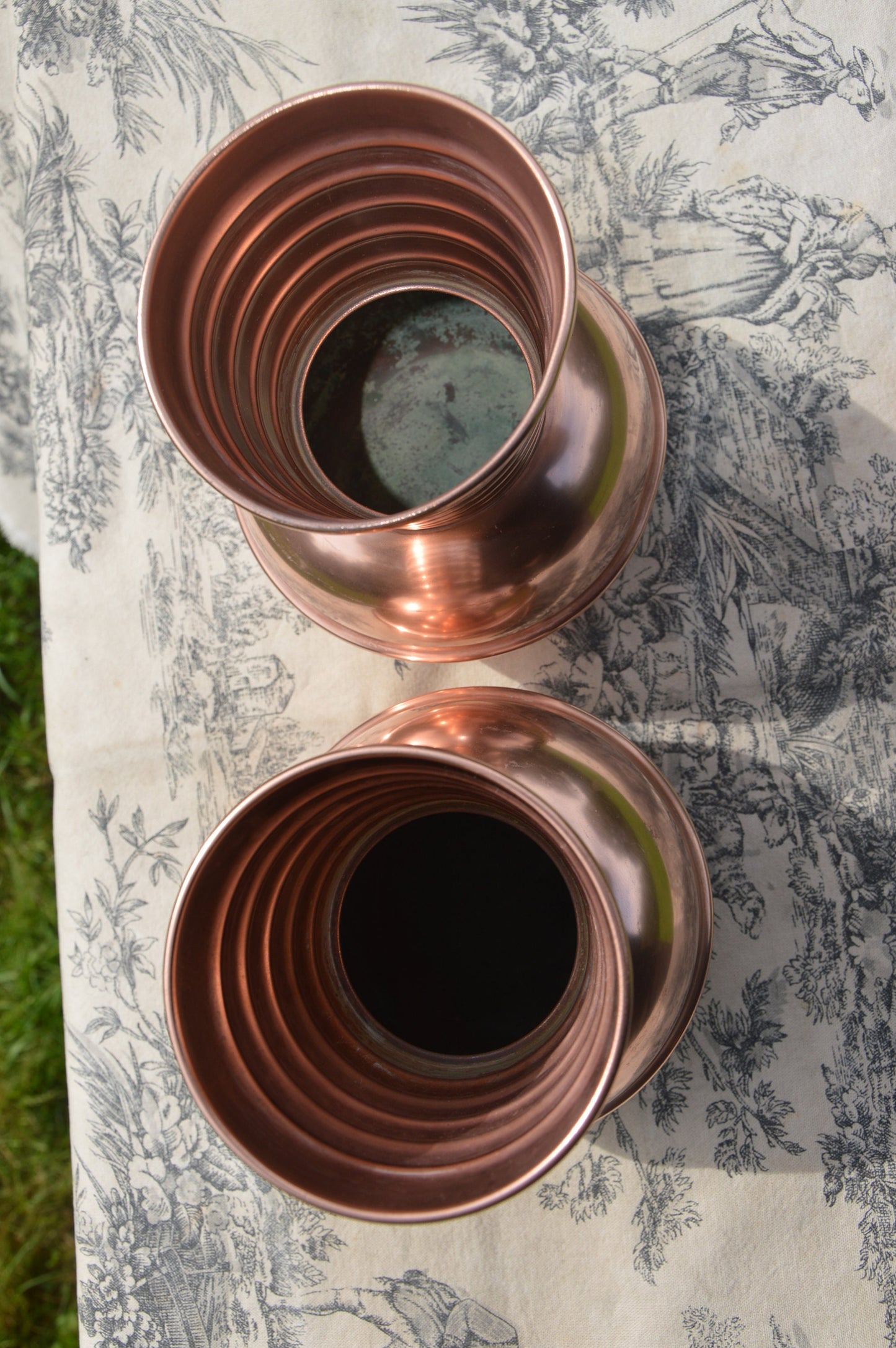 Pair Copper Vases Copper Decor Utensil Holders Flower Vase GAOR Villedieu France Copper Pot Lourdes Badges Home Decor French Copper Design