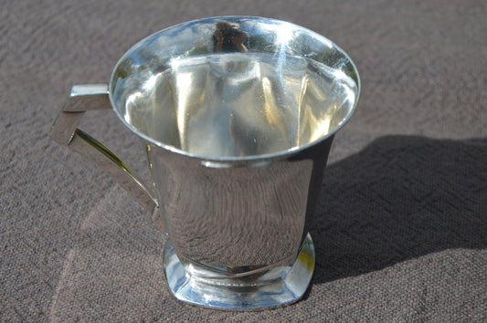 Tasse à thé Christofle Gallia O GALLIA 5968 Plaqué argent 'Métaille Blanc' Real Luxury Paris Scratches Art Déco Petite tasse à thé Boîte à café