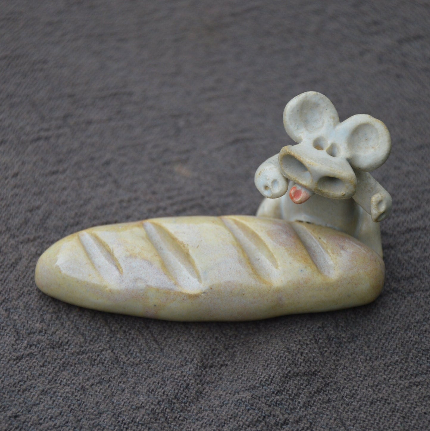 Vallauris Knife Rests Vintage French Mice Mouse Six Knife Rests Baguette Ceramic 6 Knife Rests Beige Ceramic Fabulous Quality Stamped