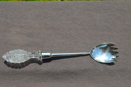 Augustin Lahure French Antique Solid Silver Fourchette De Service Serving Fork Makers Mark Good Condition Quality Boheme Crystal Handle
