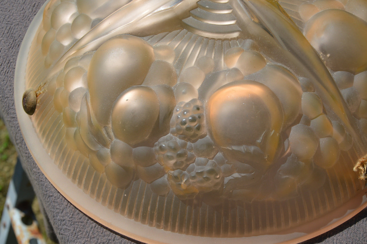 Muller Freres Luneville Light Art Deco Plafonnier Opalescent Glass Lampshade Light Shade Original Art Deco Original Fittings