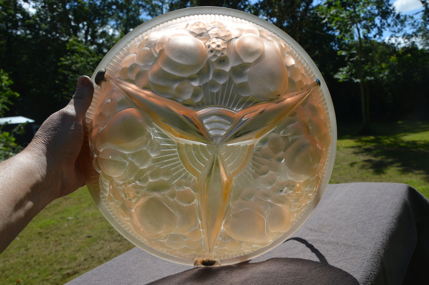 Muller Freres Luneville Light Art Deco Plafonnier Opalescent Glass Lampshade Light Shade Original Art Deco Original Fittings