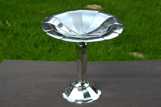 Vintage French Silver Plate Tall Tazza Pedestal Dish Fruit Bowl Gallia Orfevrerie 1908-1929 Beautiful Design French Silver Plated Bowl