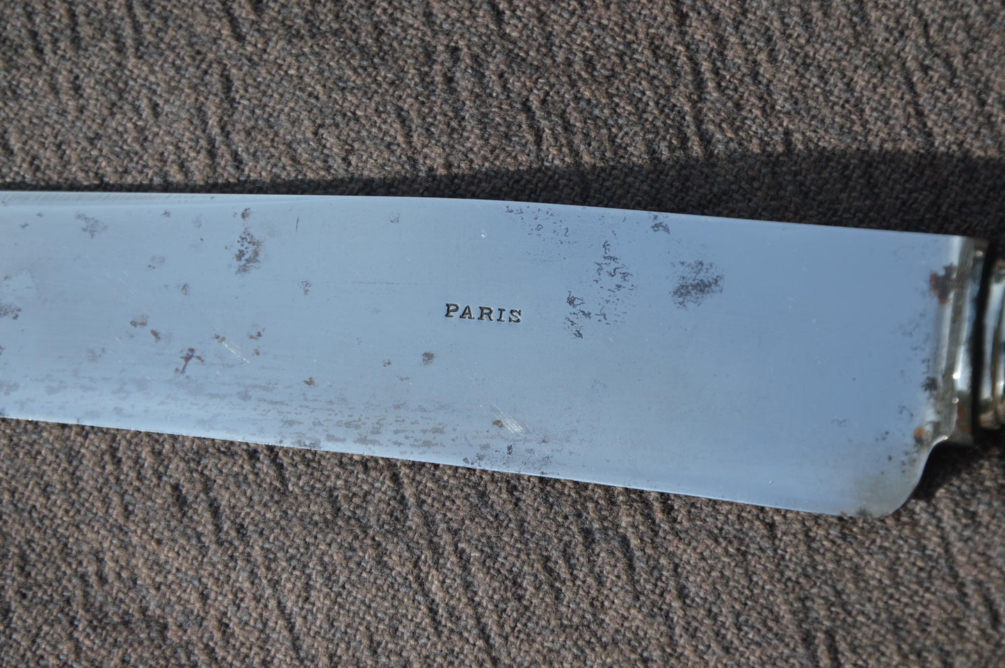 Carving Set French Solid SILVER Silver Handle Fork Carbon Steel Blade Antique Hallmarked Minerva 950 Silver Marked Paris Good Original Box