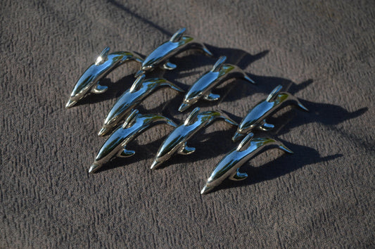 Menu Holders 8 Vintage French Solid Dolphins Menu Beautiful Casting Dolphin Cetacean Place Names Solid Metal Good Quality French Made Rests