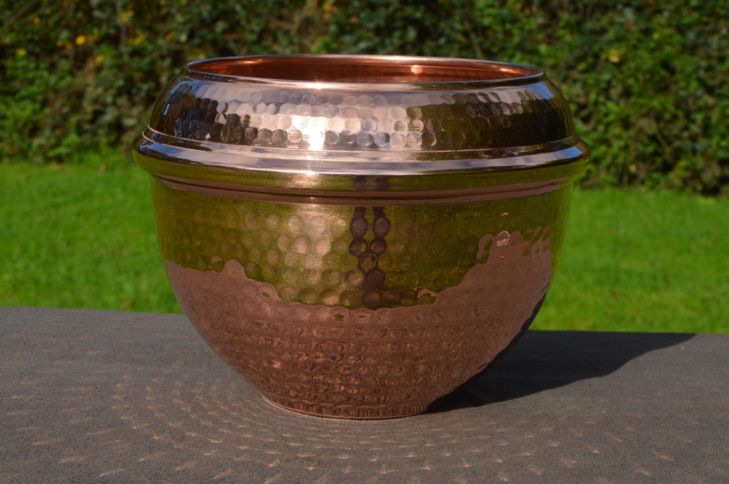 GAOR Cache Pot Art Deco Style Fine Copper Flower Bowl Copper Pot Planter Hand Made Copper Bowl Jardiniere Fully Marked Villedieu Hammered