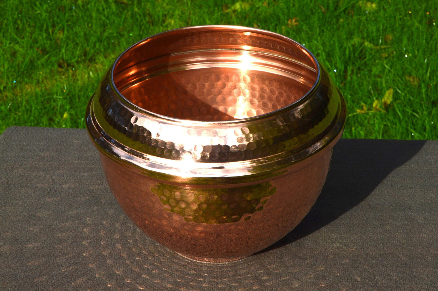 GAOR Cache Pot Art Deco Style Fine Copper Flower Bowl Copper Pot Planter Hand Made Copper Bowl Jardiniere Fully Marked Villedieu Hammered