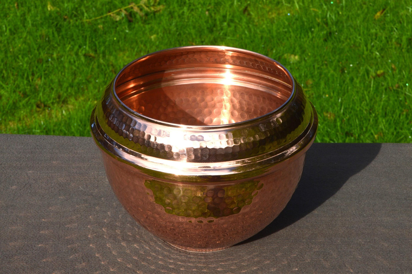 GAOR Cache Pot Art Deco Style Fine Copper Flower Bowl Copper Pot Planter Hand Made Copper Bowl Jardiniere Fully Marked Villedieu Hammered