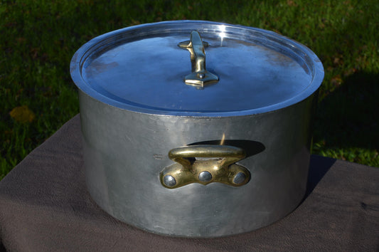 Gaillard Pan BIG Professional Bassine a Ragout Stockpot Rondeau Aluminum Vintage Massive Pot 4mm 1950s Huge Made in France 40cm 15 3/4"